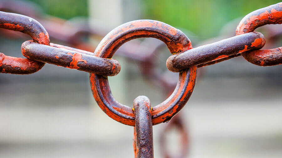 links of a rusty chain