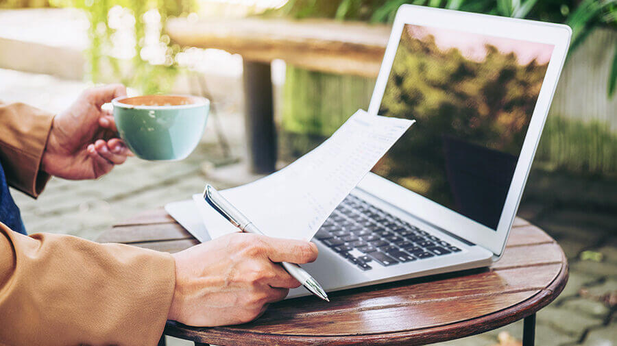 Woman working with coffee, following a case study information gathering process