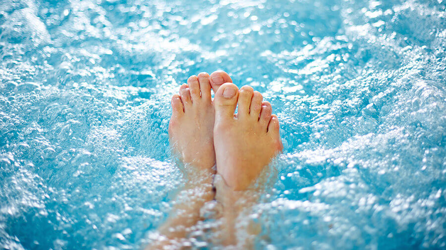 Feet in a hot tub and taking a break from freelancing