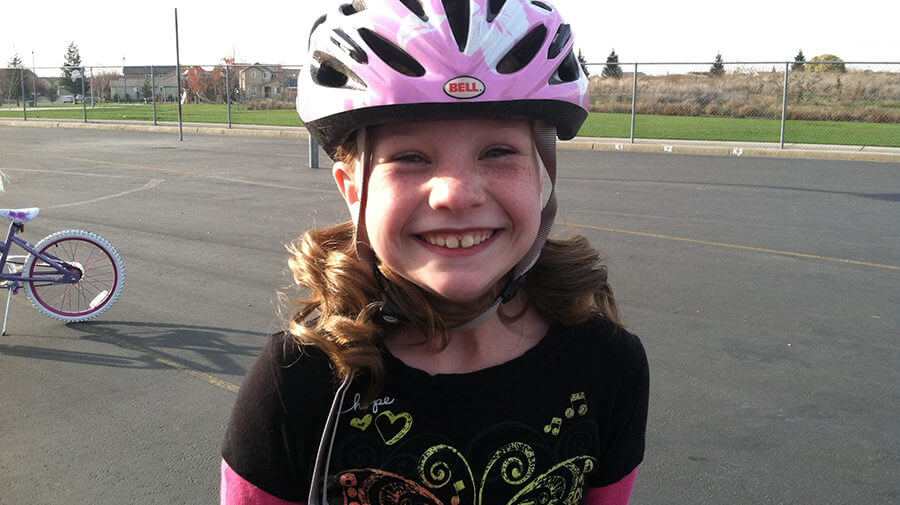 Natalie Happy AFter Learning To Ride A Two-Wheel Bike