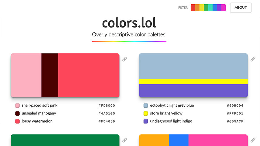 Colors LOL Descriptive Color Palettes