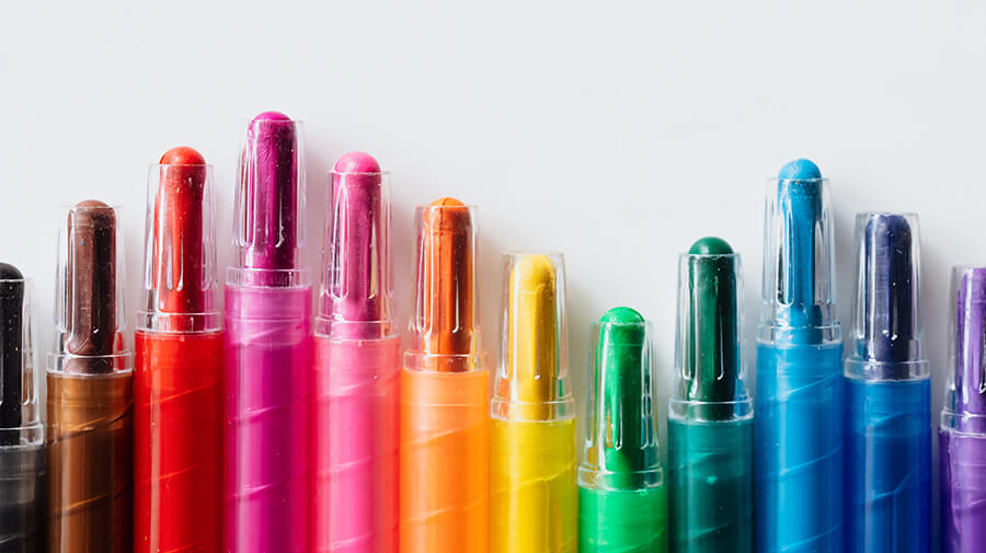 Multicolored Pens Layout - Stock Photos