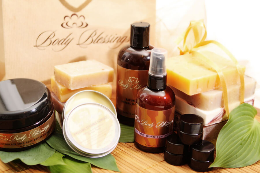 Product photo of Body Blessings lotions and soaps
