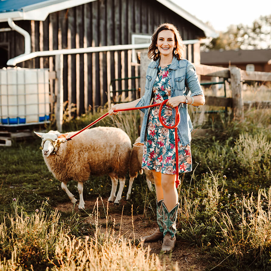 Nathalie Lussier With Sheep