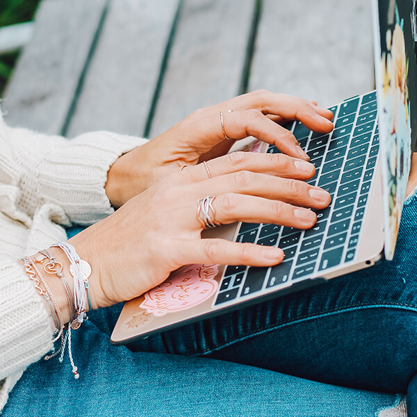 A woman working on a laptop