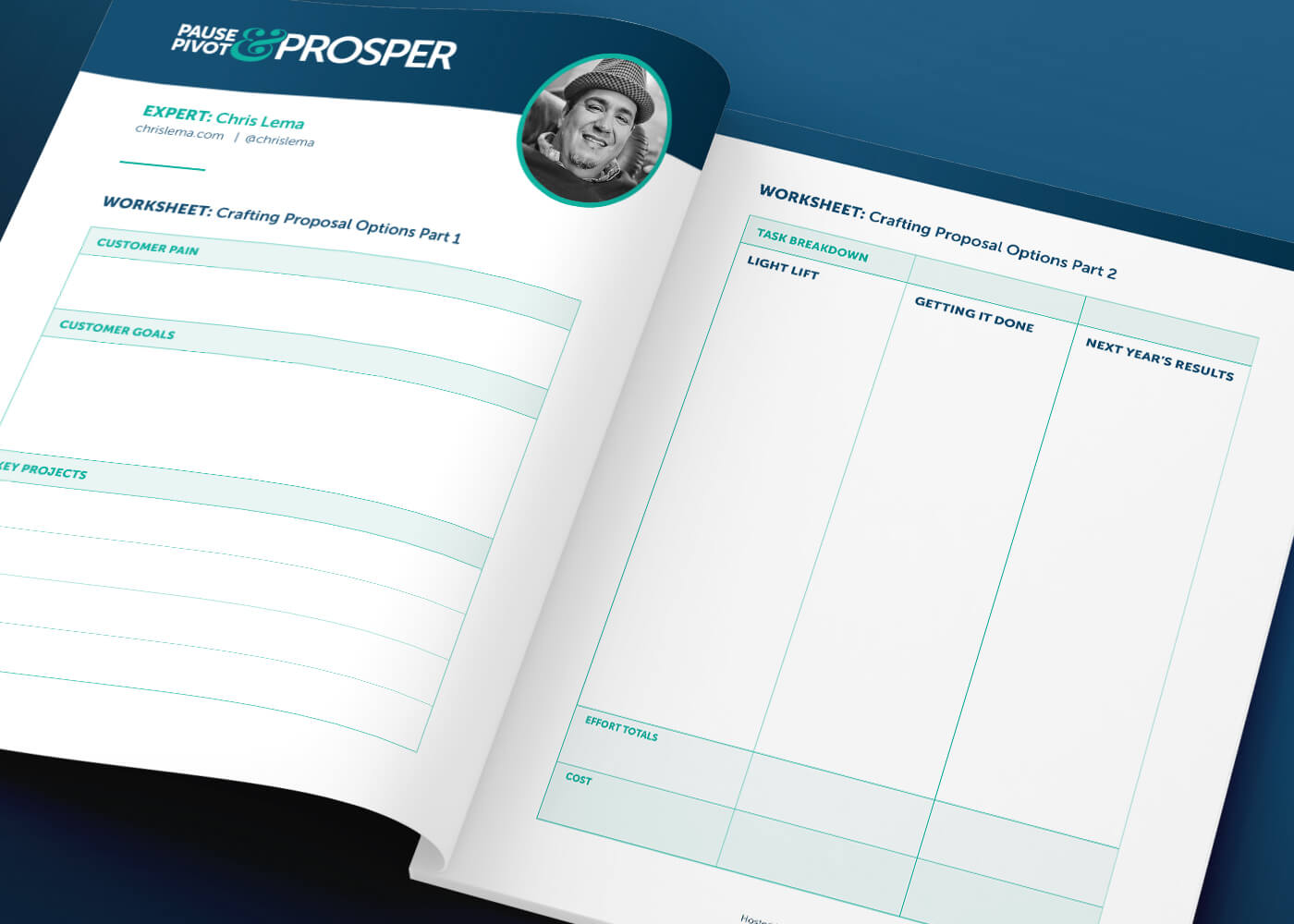 The design and layout of workbook pages for a virtual event