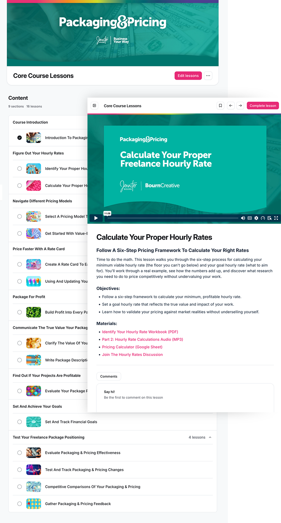 A peek inside the Packaging & Pricing course